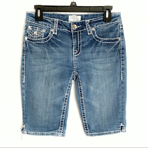 Y2K LA Idol Jean Denim Shorts Bermuda Juniors - Picture 2 of 4